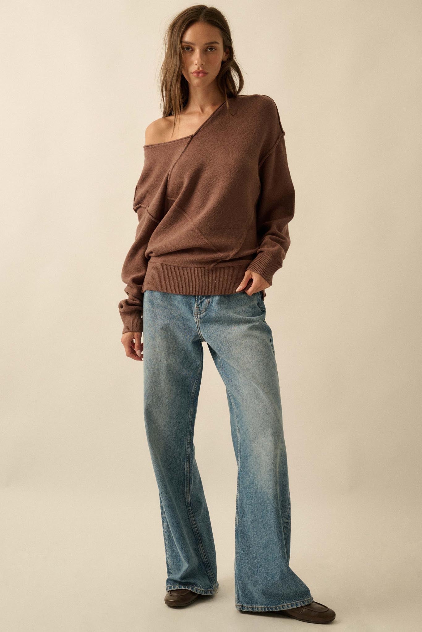 A Cute Angle Asymmetrical Exposed-Seam Sweater