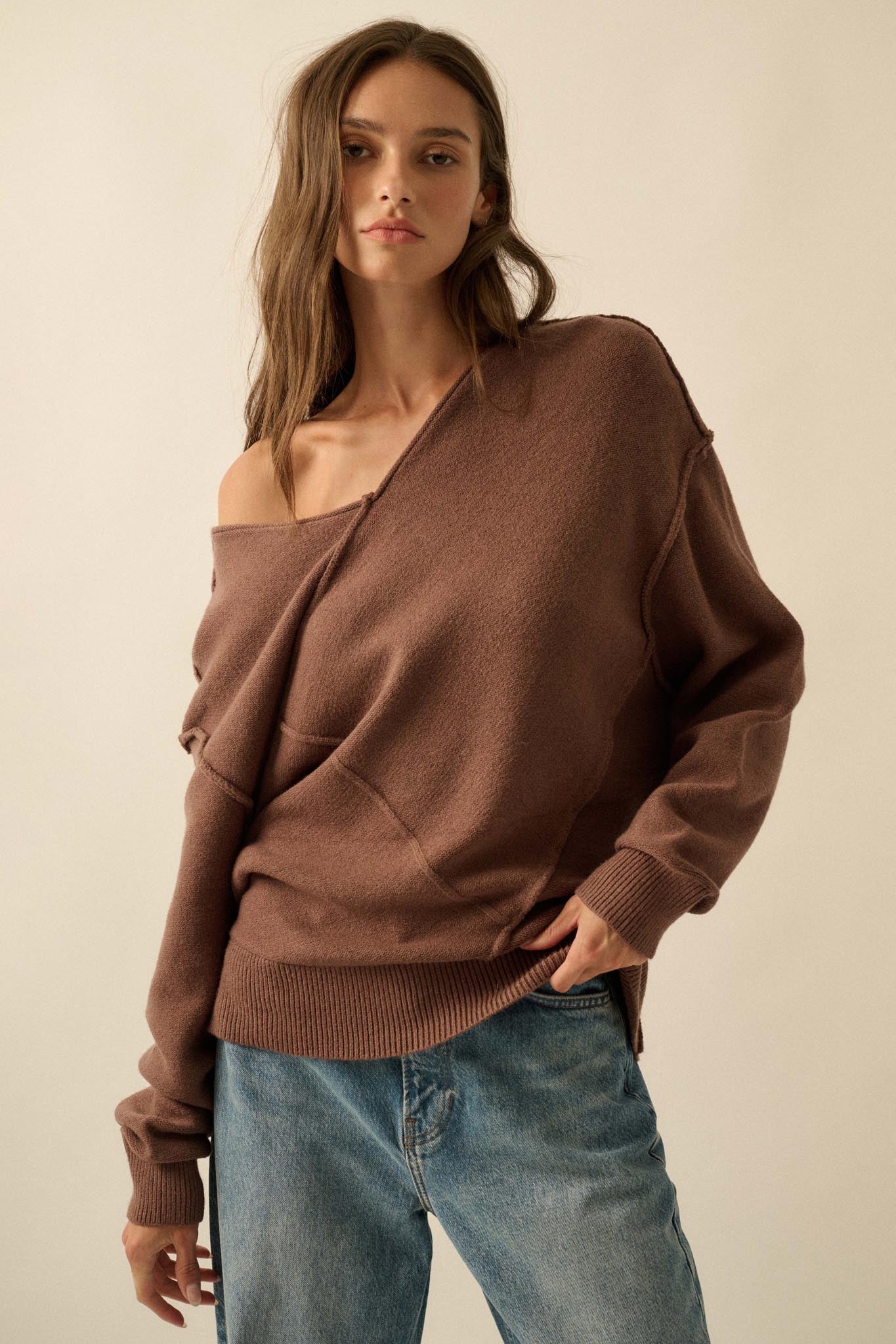 A Cute Angle Asymmetrical Exposed-Seam Sweater