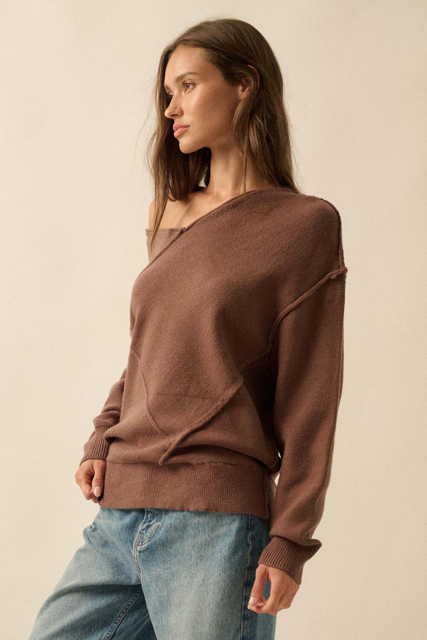 A Cute Angle Asymmetrical Exposed-Seam Sweater