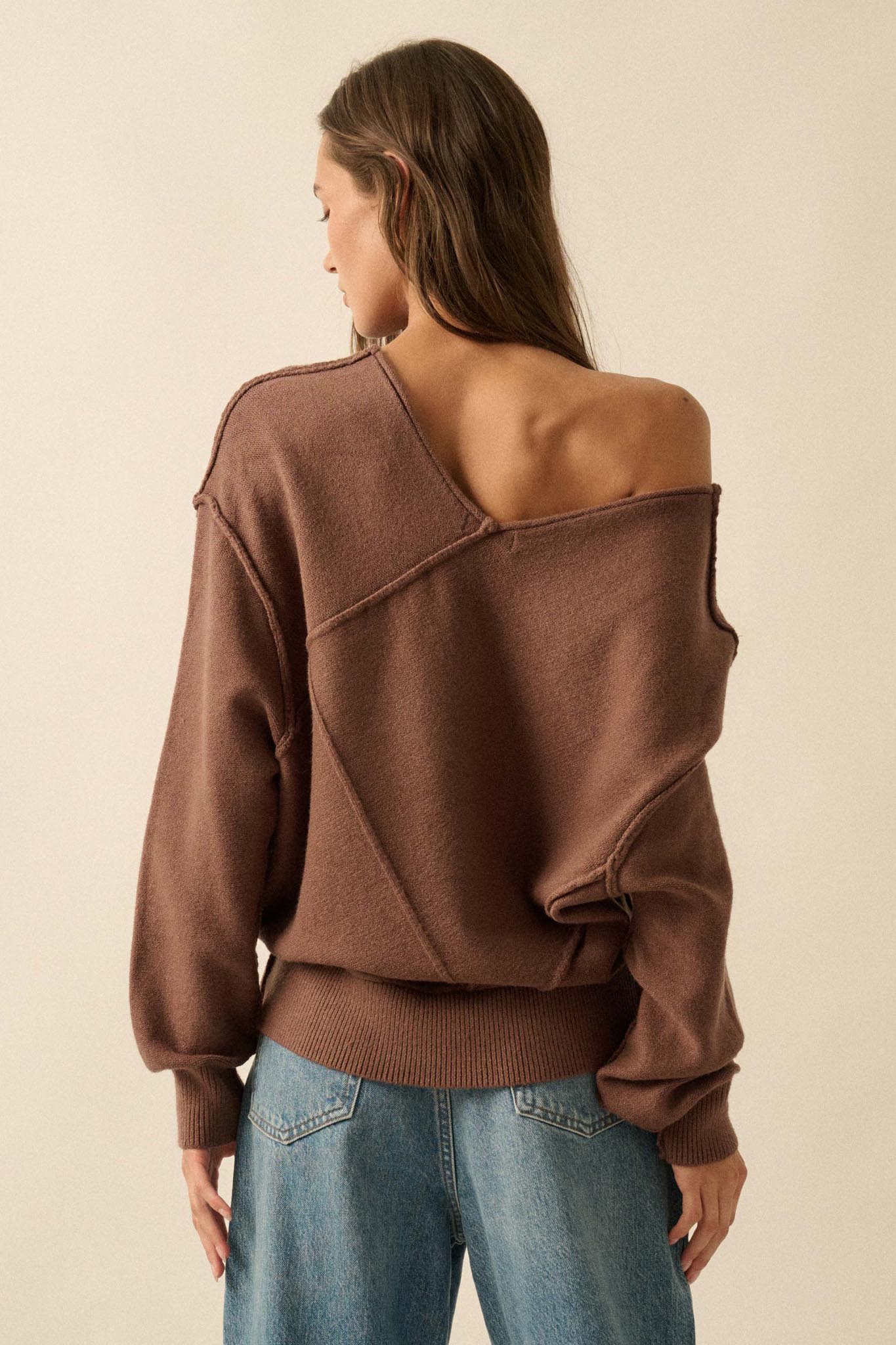 A Cute Angle Asymmetrical Exposed-Seam Sweater