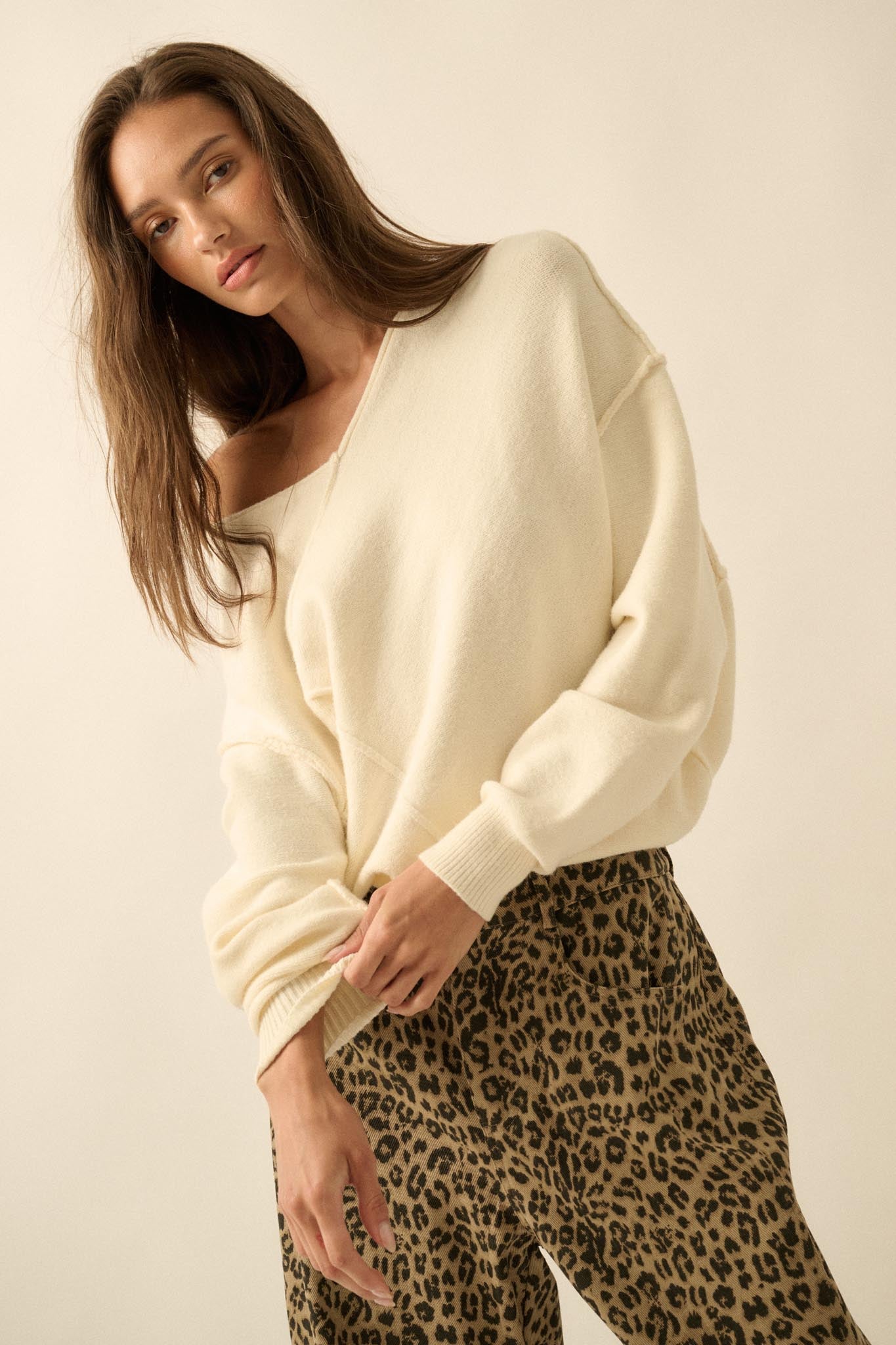 A Cute Angle Asymmetrical Exposed-Seam Sweater