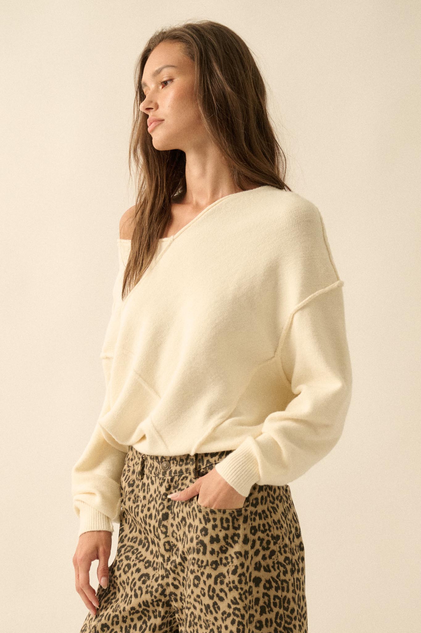 A Cute Angle Asymmetrical Exposed-Seam Sweater