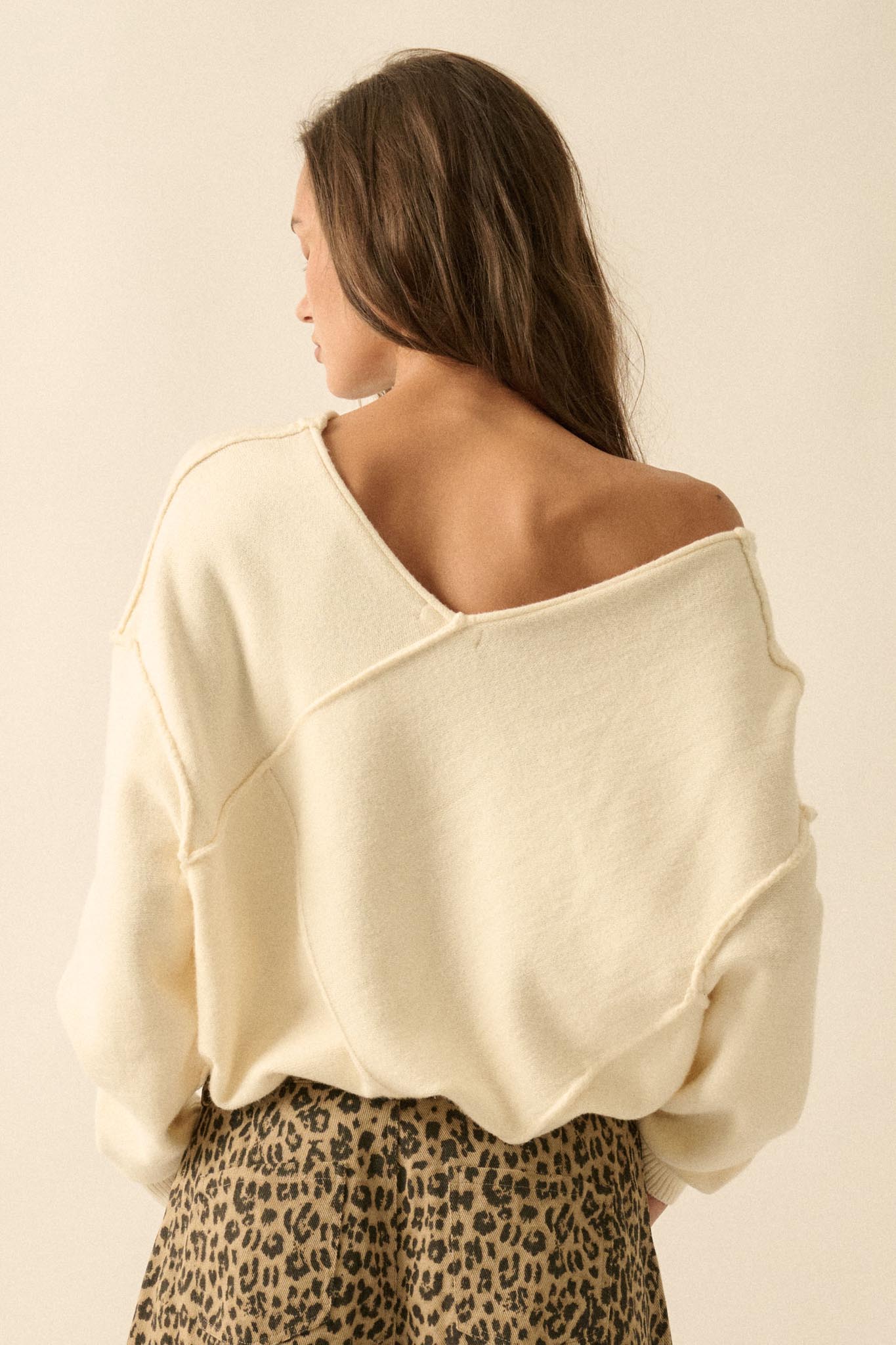 A Cute Angle Asymmetrical Exposed-Seam Sweater