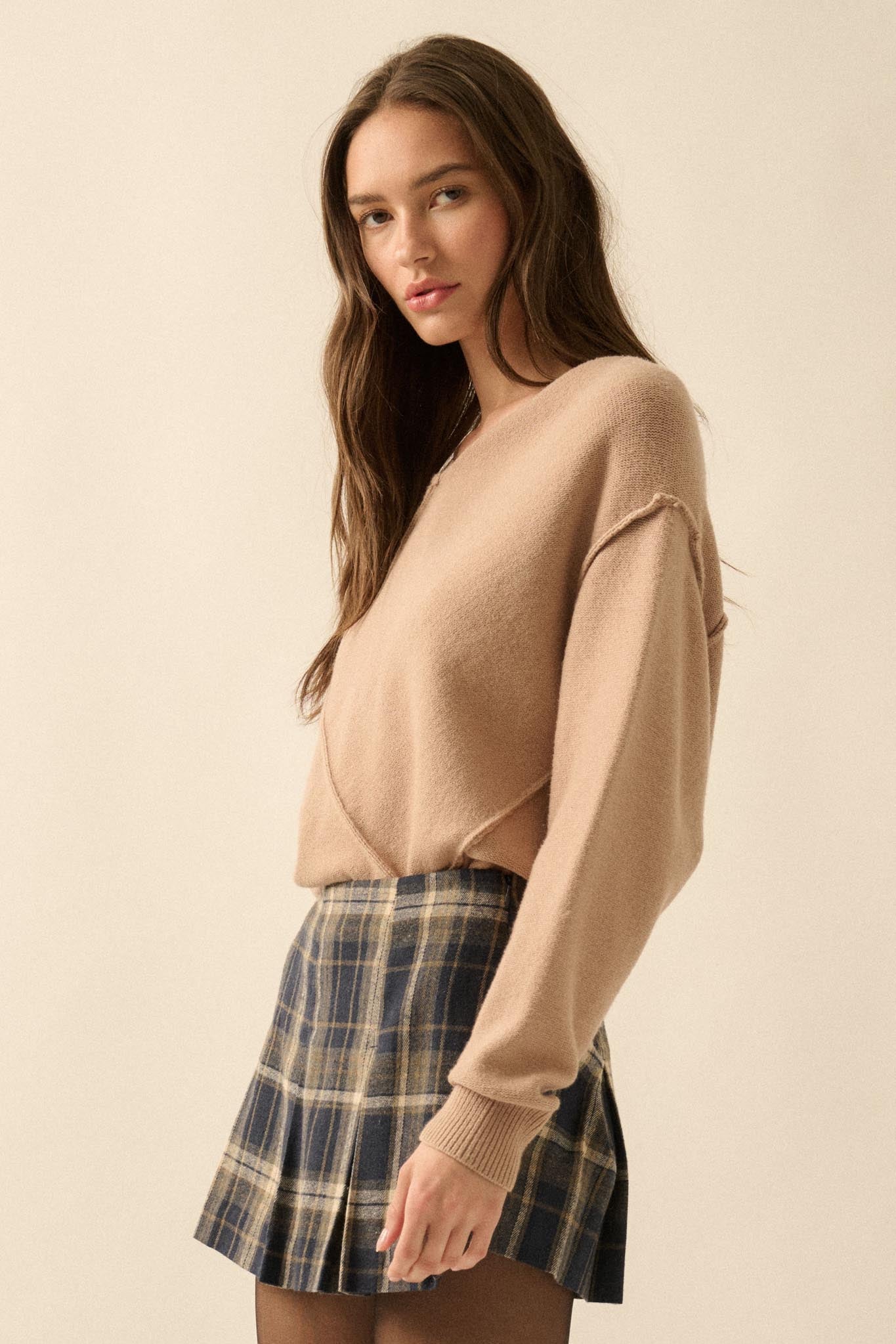 A Cute Angle Asymmetrical Exposed-Seam Sweater
