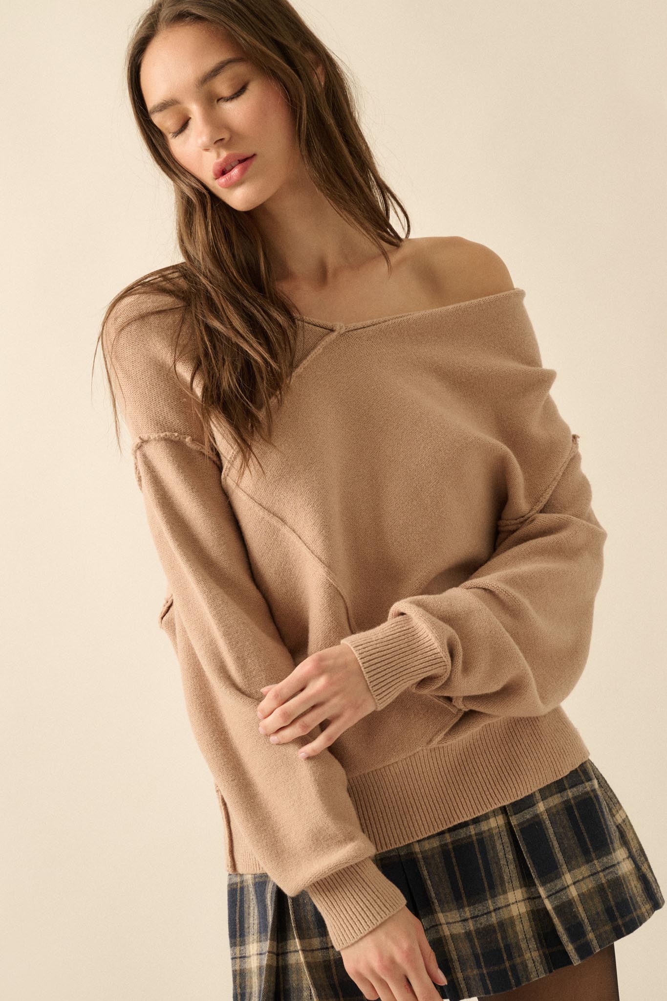 A Cute Angle Asymmetrical Exposed-Seam Sweater