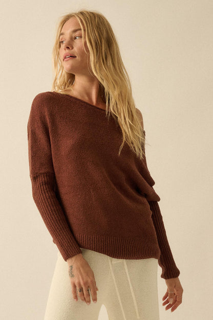 Promise the Label Textured One-Shoulder Sweater