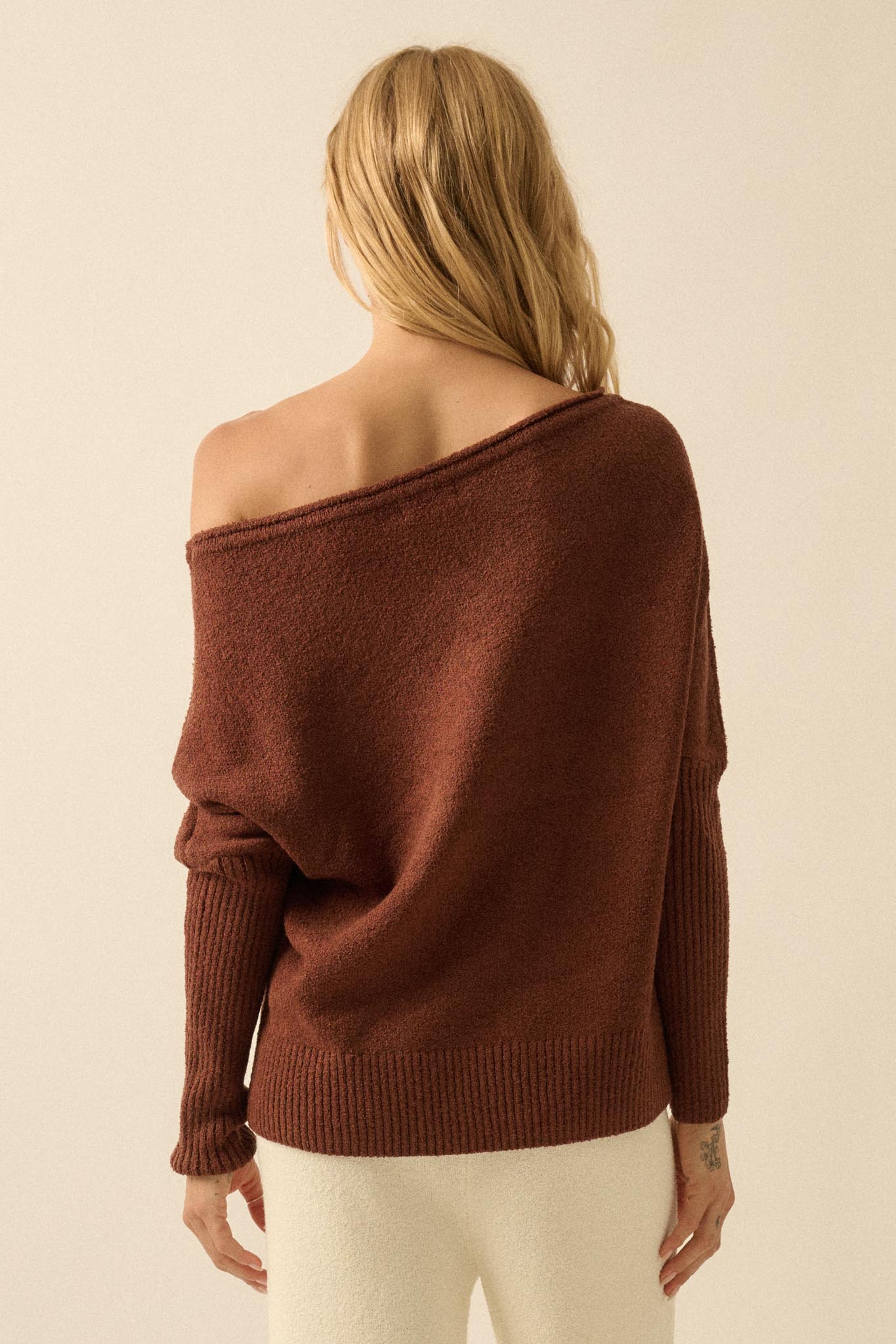 Promise the Label Textured One-Shoulder Sweater