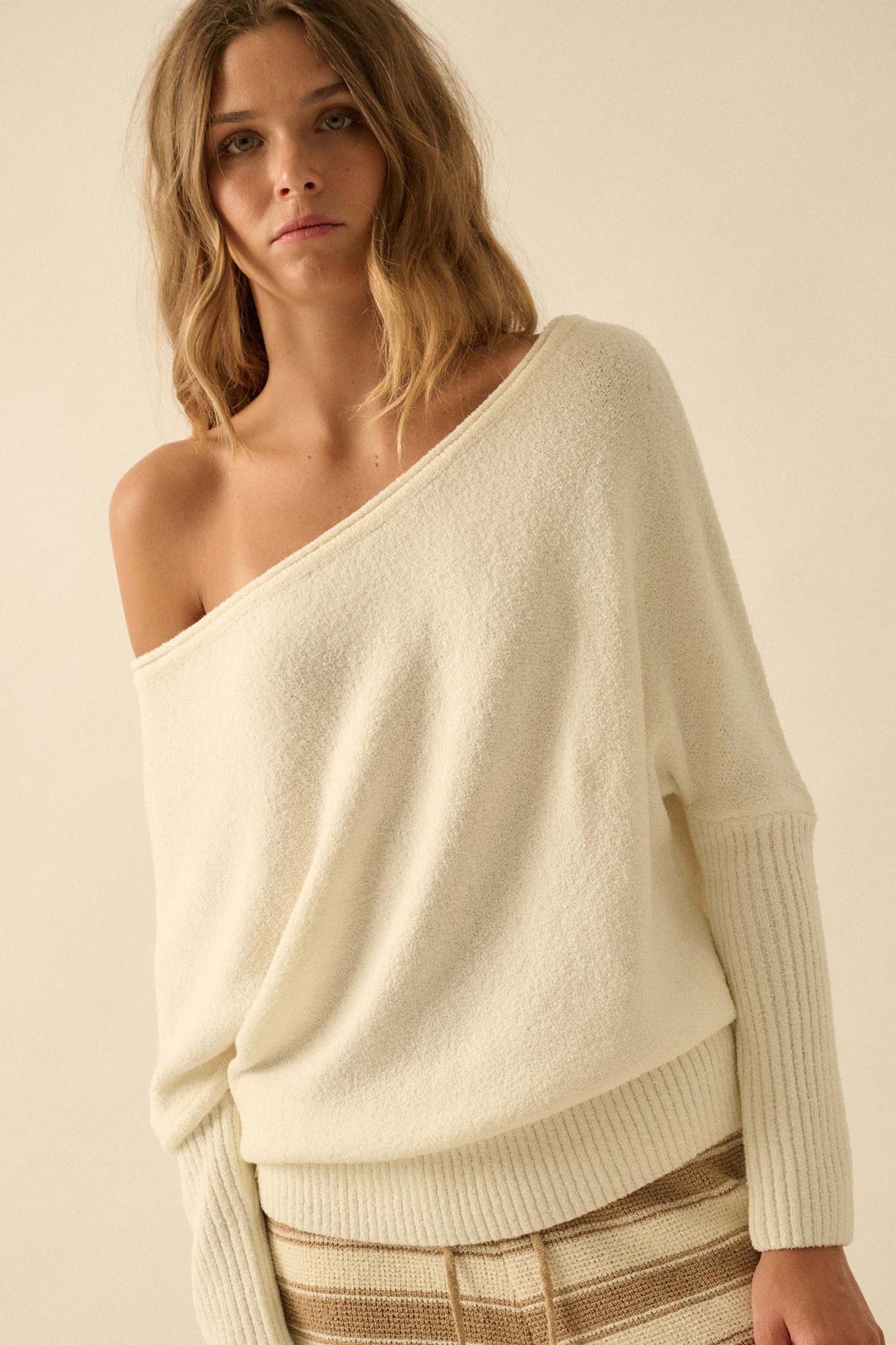 Promise the Label Textured One-Shoulder Sweater