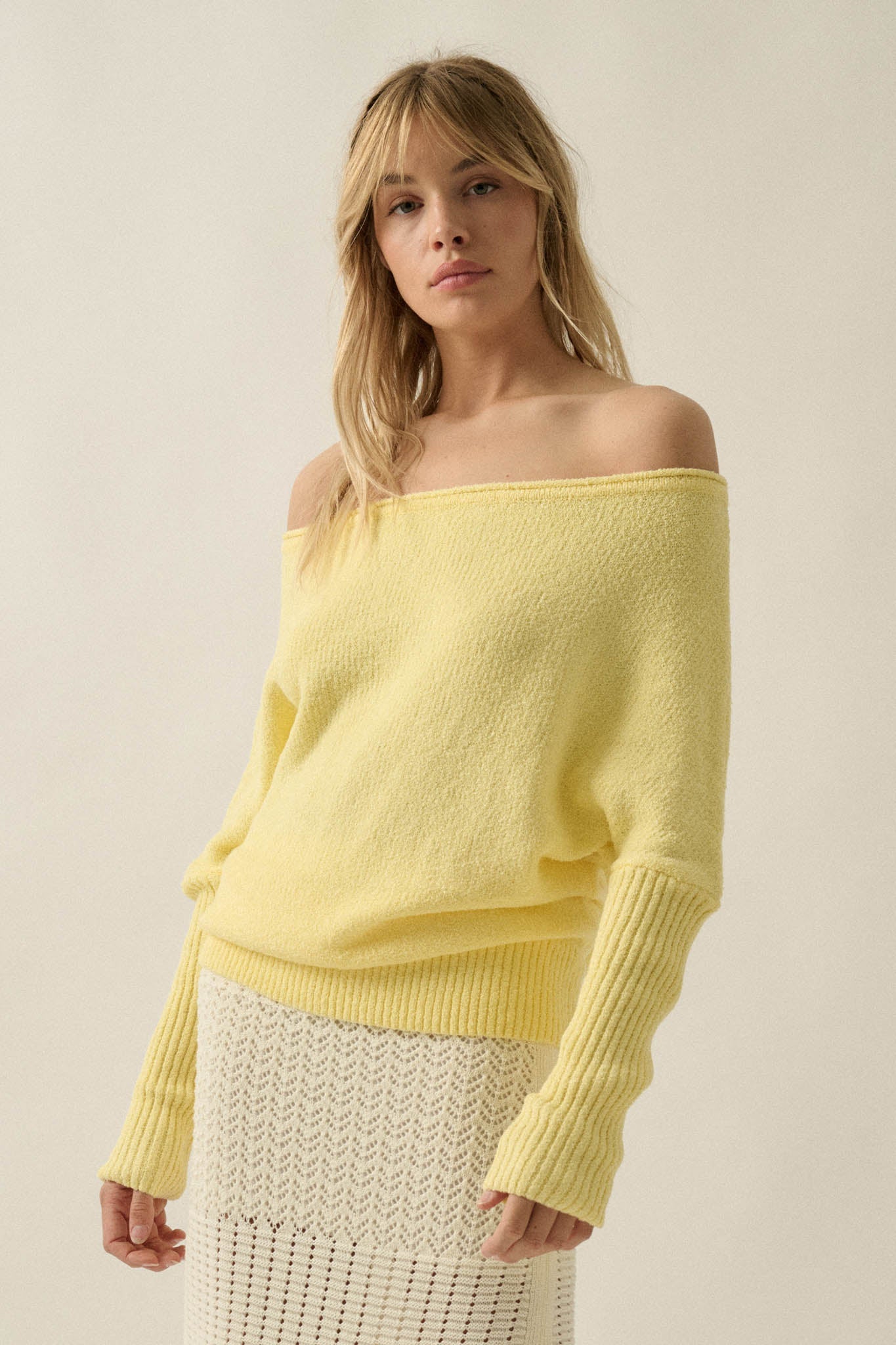 Promise the Label Textured One-Shoulder Sweater