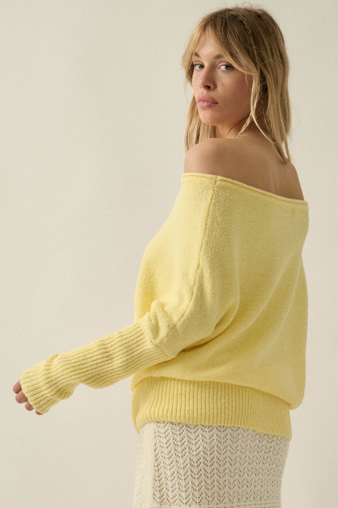 Promise the Label Textured One-Shoulder Sweater