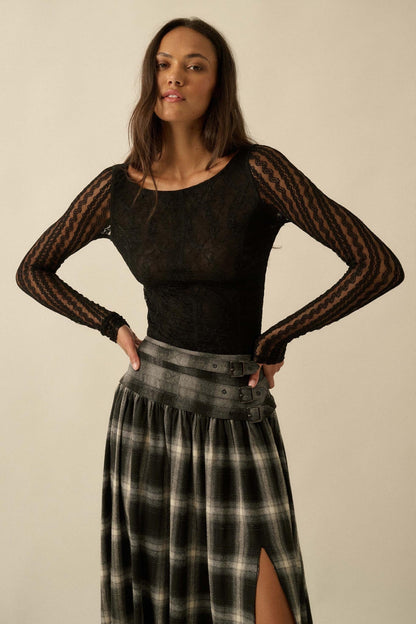 Divine Light Lace Long-Sleeve Boatneck Bodysuit