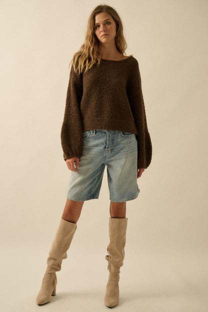 Keep Me Warm Textured Knit Balloon-Sleeve Sweater