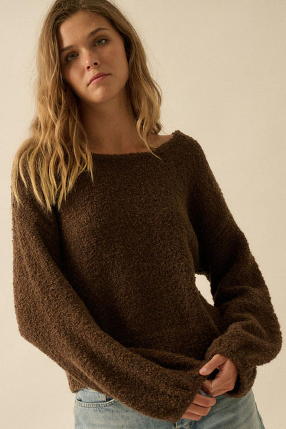 Keep Me Warm Textured Knit Balloon-Sleeve Sweater
