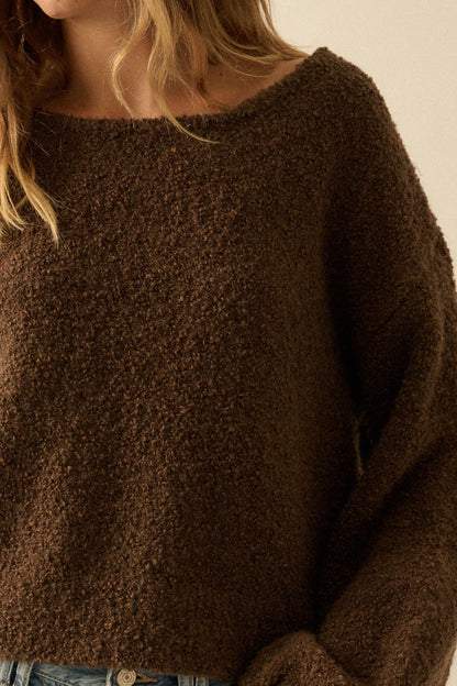 Keep Me Warm Textured Knit Balloon-Sleeve Sweater