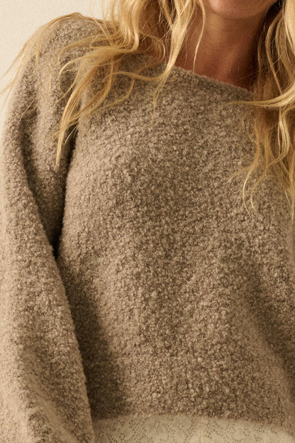 Keep Me Warm Textured Knit Balloon-Sleeve Sweater