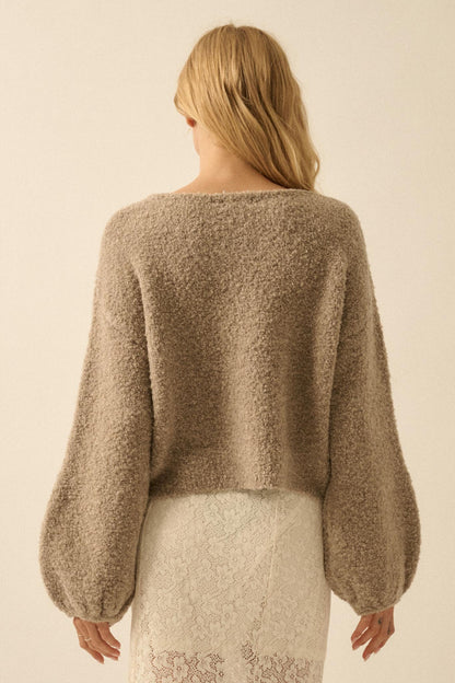 Keep Me Warm Textured Knit Balloon-Sleeve Sweater