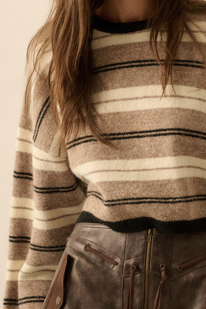 Parallel Lives Striped Knit Drop-Shoulder Sweater