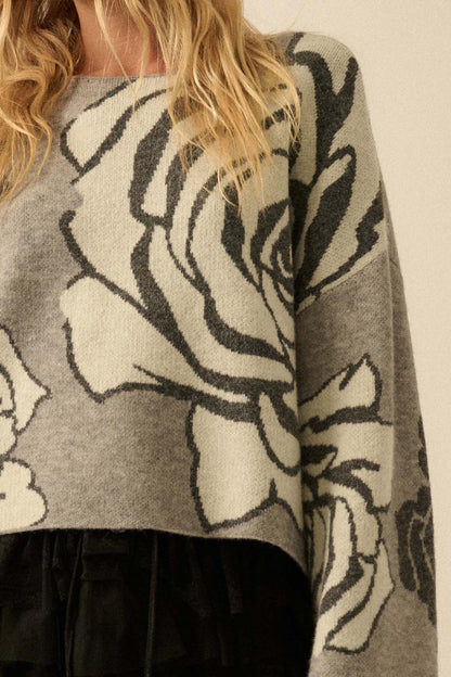 Smell the Roses Floral Jacquard-Knit Sweater