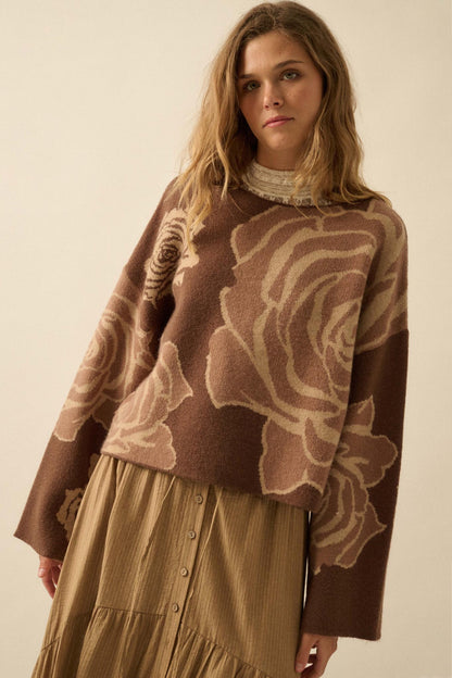 Smell the Roses Floral Jacquard-Knit Sweater