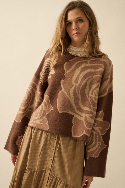 Smell the Roses Floral Jacquard-Knit Sweater