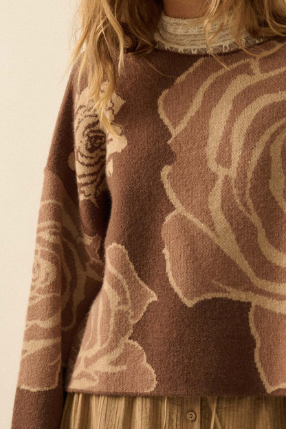 Smell the Roses Floral Jacquard-Knit Sweater