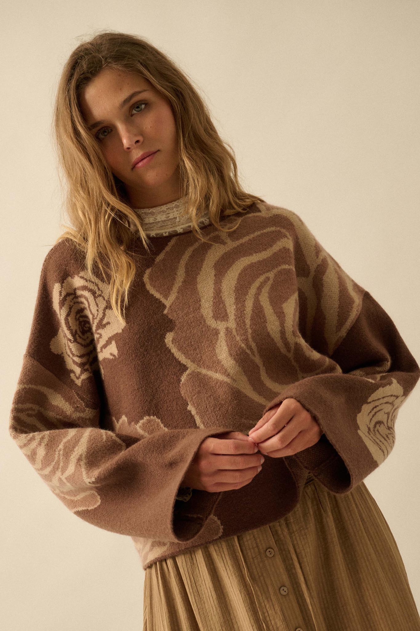 Smell the Roses Floral Jacquard-Knit Sweater