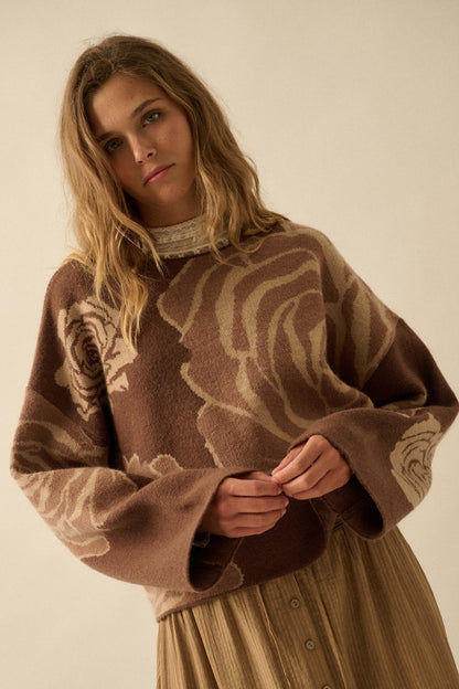 Smell the Roses Floral Jacquard-Knit Sweater
