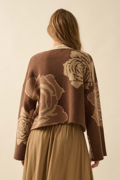 Smell the Roses Floral Jacquard-Knit Sweater