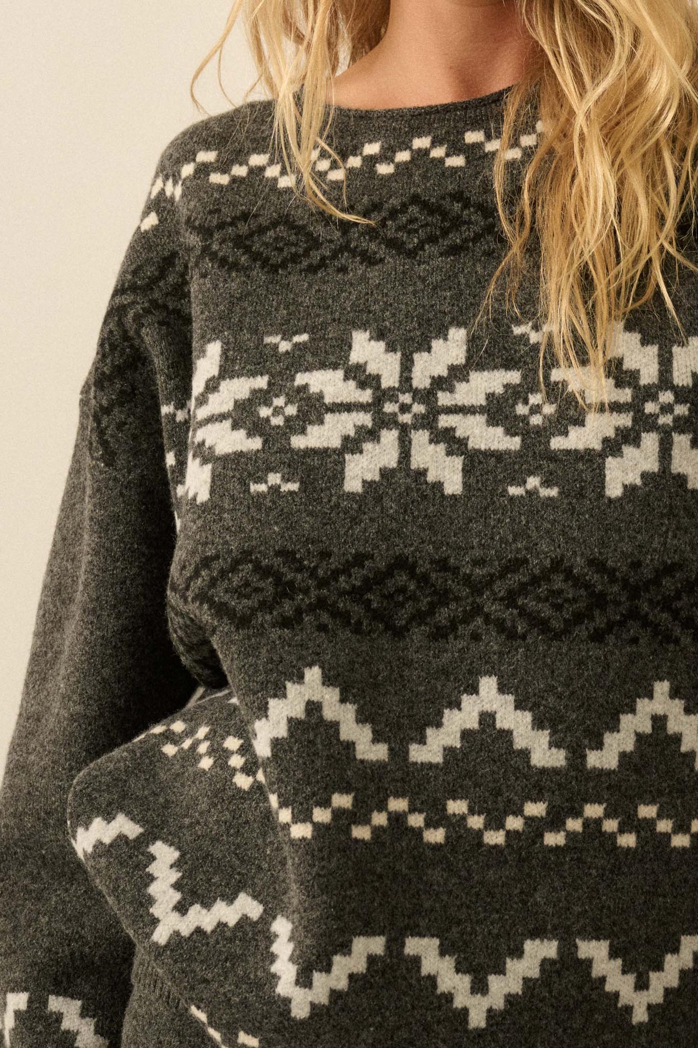 Snowy Peaks Oversize Alpine-Knit Sweater