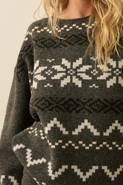 Snowy Peaks Oversize Alpine-Knit Sweater