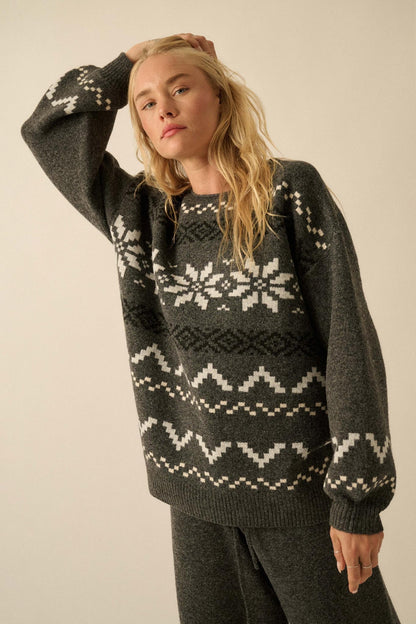 Snowy Peaks Oversize Alpine-Knit Sweater