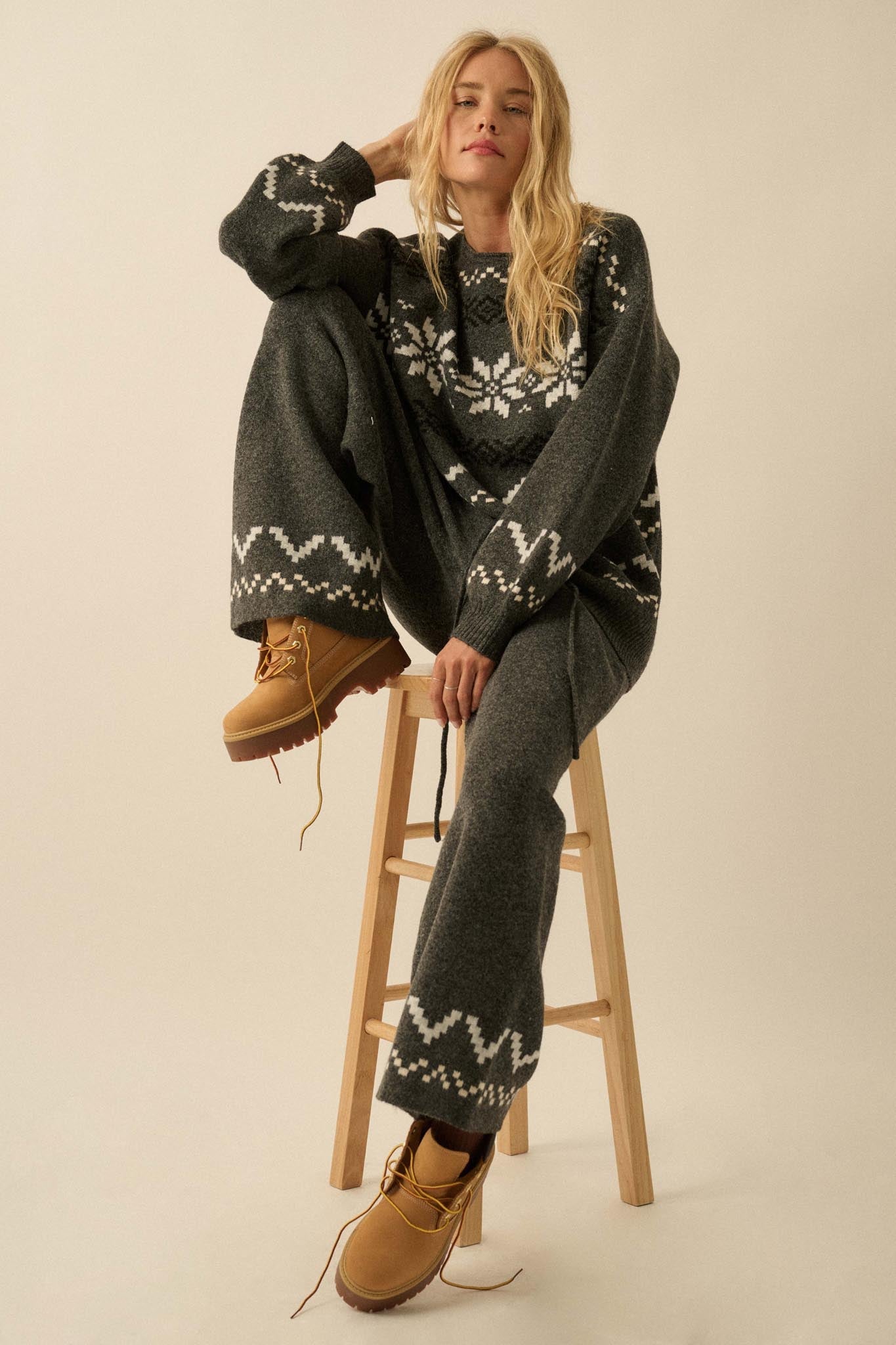 Snowy Peaks Oversize Alpine-Knit Sweater