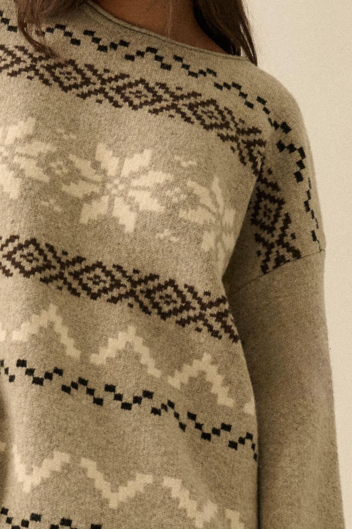Snowy Peaks Oversize Alpine-Knit Sweater