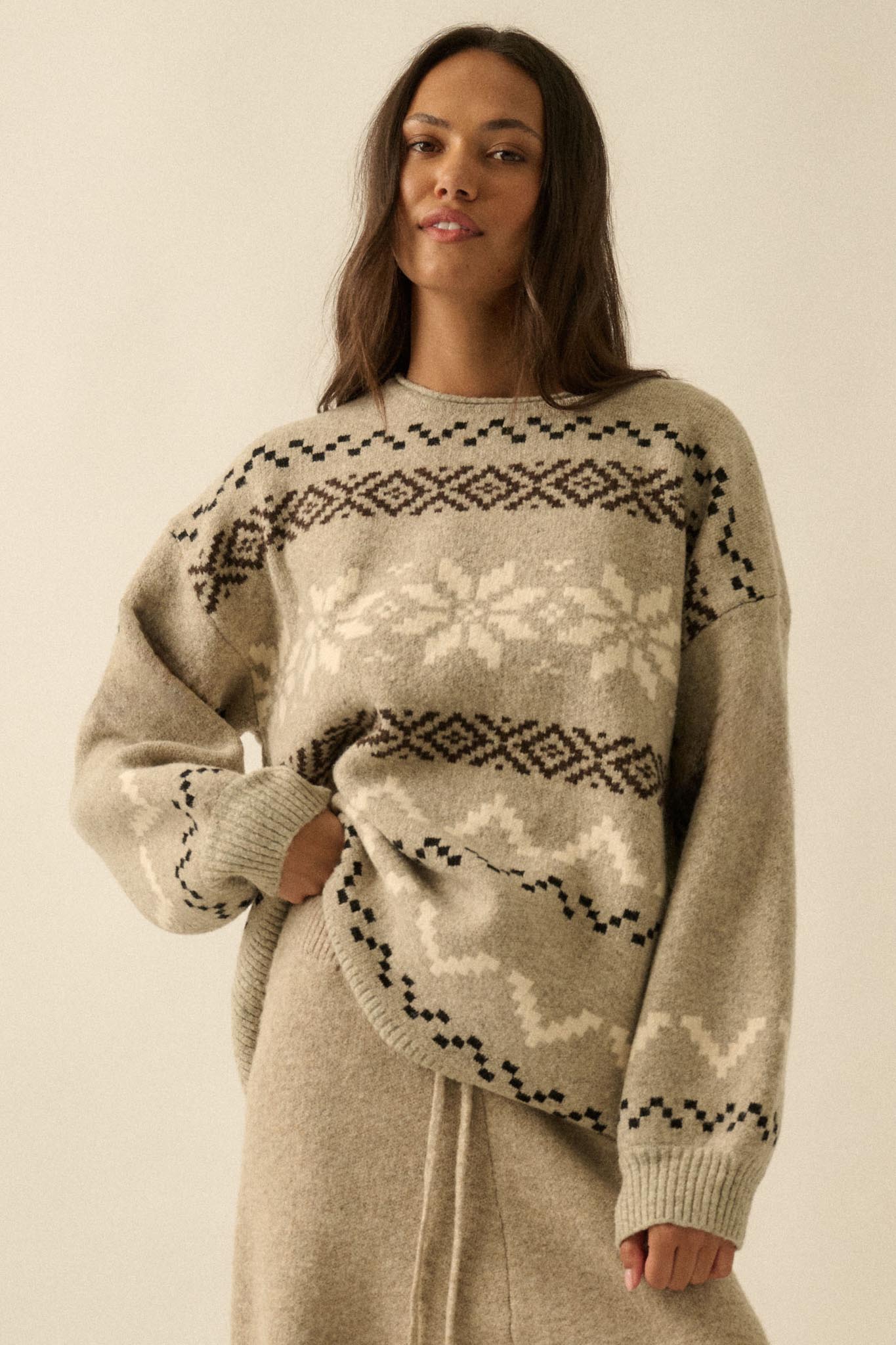 Snowy Peaks Oversize Alpine-Knit Sweater