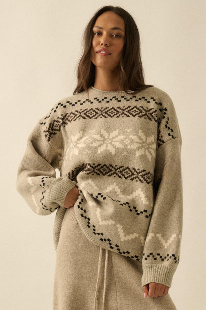 Snowy Peaks Oversize Alpine-Knit Sweater