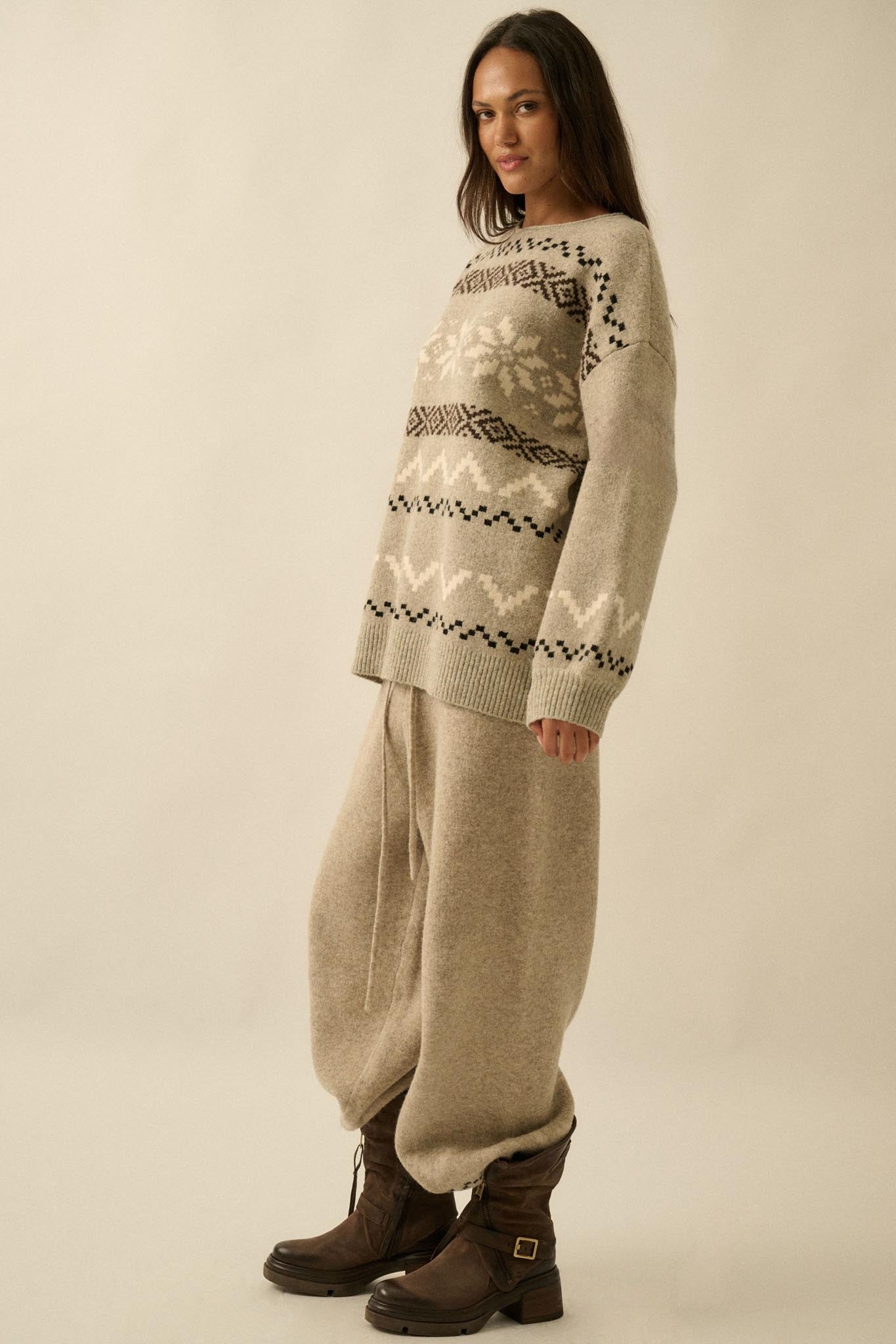 Snowy Peaks Oversize Alpine-Knit Sweater