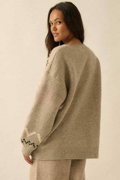 Snowy Peaks Oversize Alpine-Knit Sweater