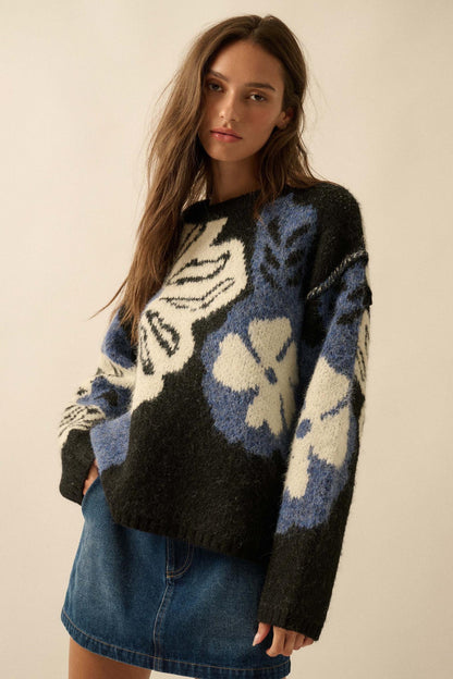 Cozy Bouquet Floral Jacquard-Knit Sweater