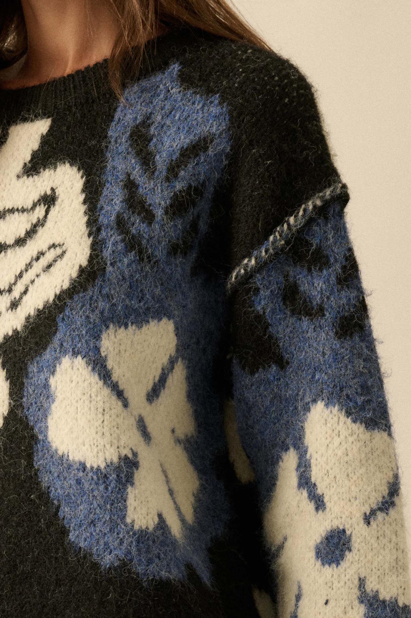 Cozy Bouquet Floral Jacquard-Knit Sweater
