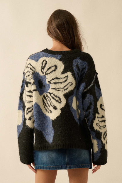 Cozy Bouquet Floral Jacquard-Knit Sweater