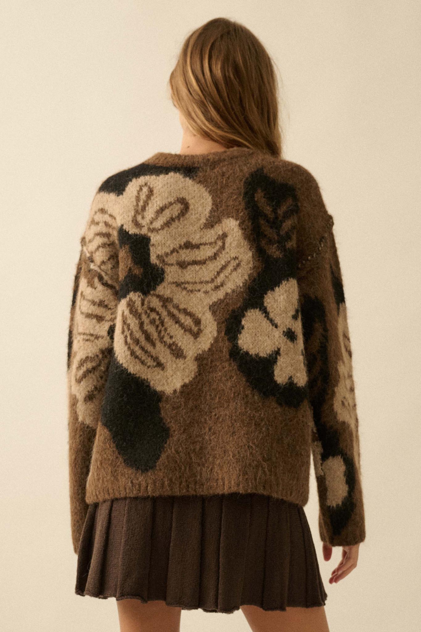 Cozy Bouquet Floral Jacquard-Knit Sweater