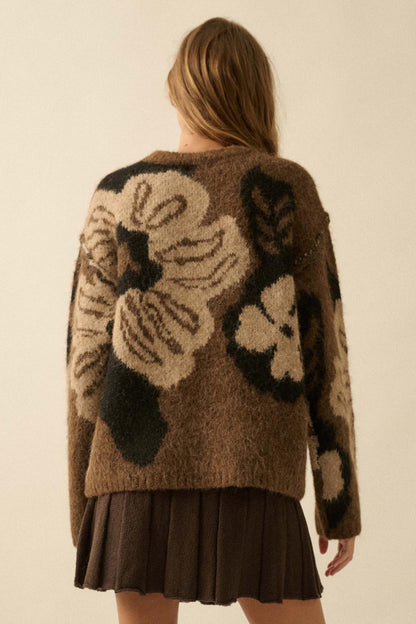 Cozy Bouquet Floral Jacquard-Knit Sweater