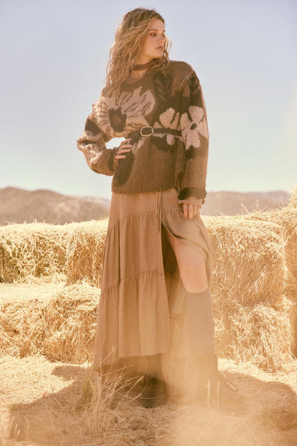 Cozy Bouquet Floral Jacquard-Knit Sweater