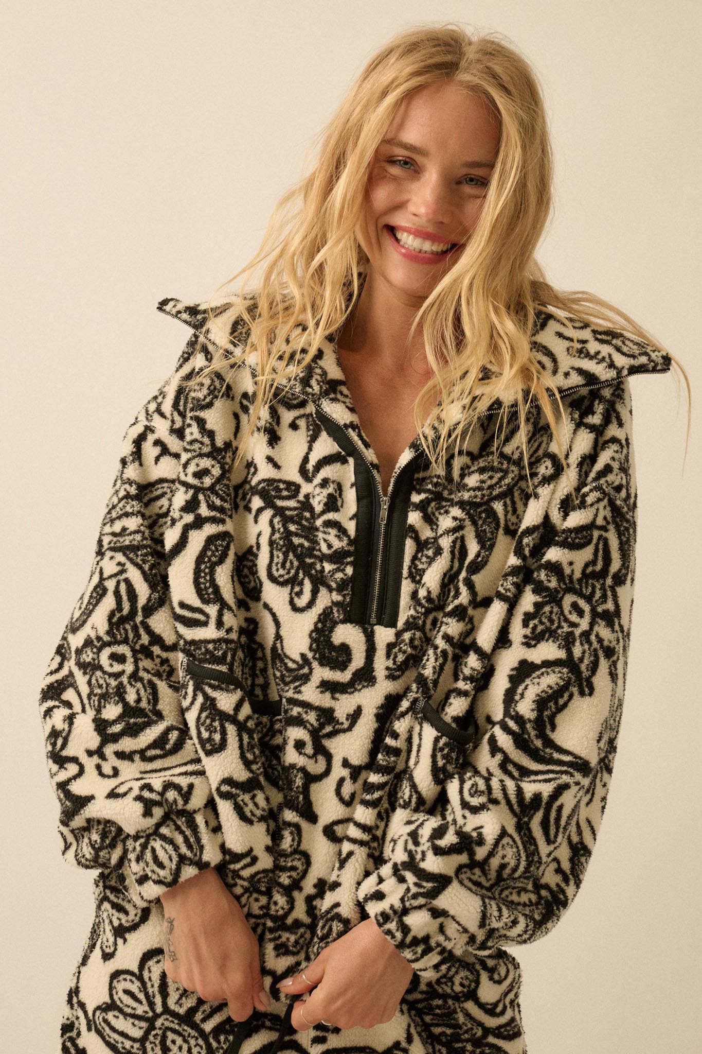 Dream World Paisley Fleece Half-Zip Pullover