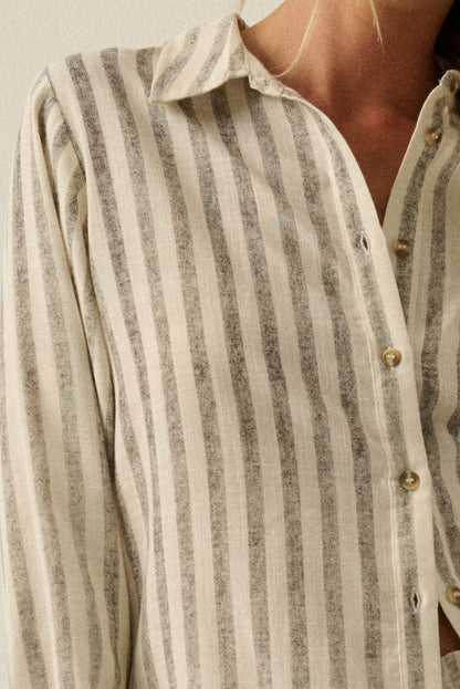 Easy Weekend Striped Oversize Button-Up Shirt