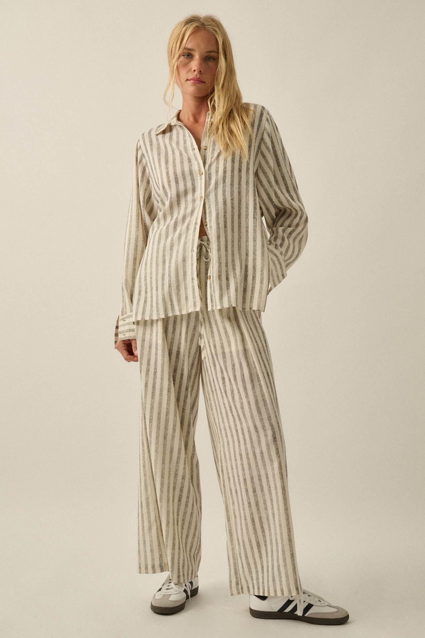 Easy Weekend Striped Oversize Button-Up Shirt