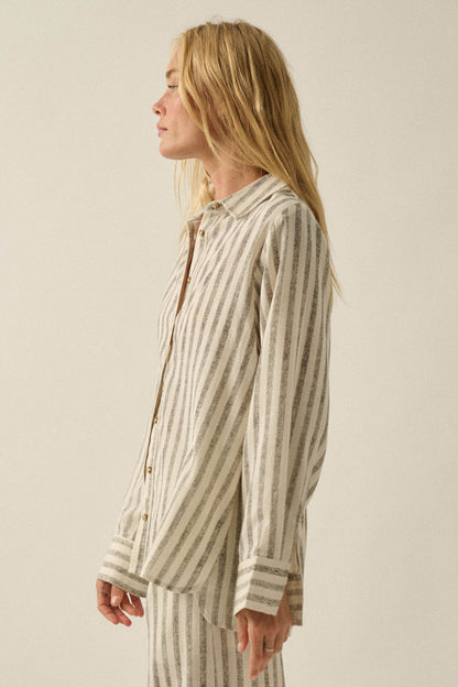 Easy Weekend Striped Oversize Button-Up Shirt