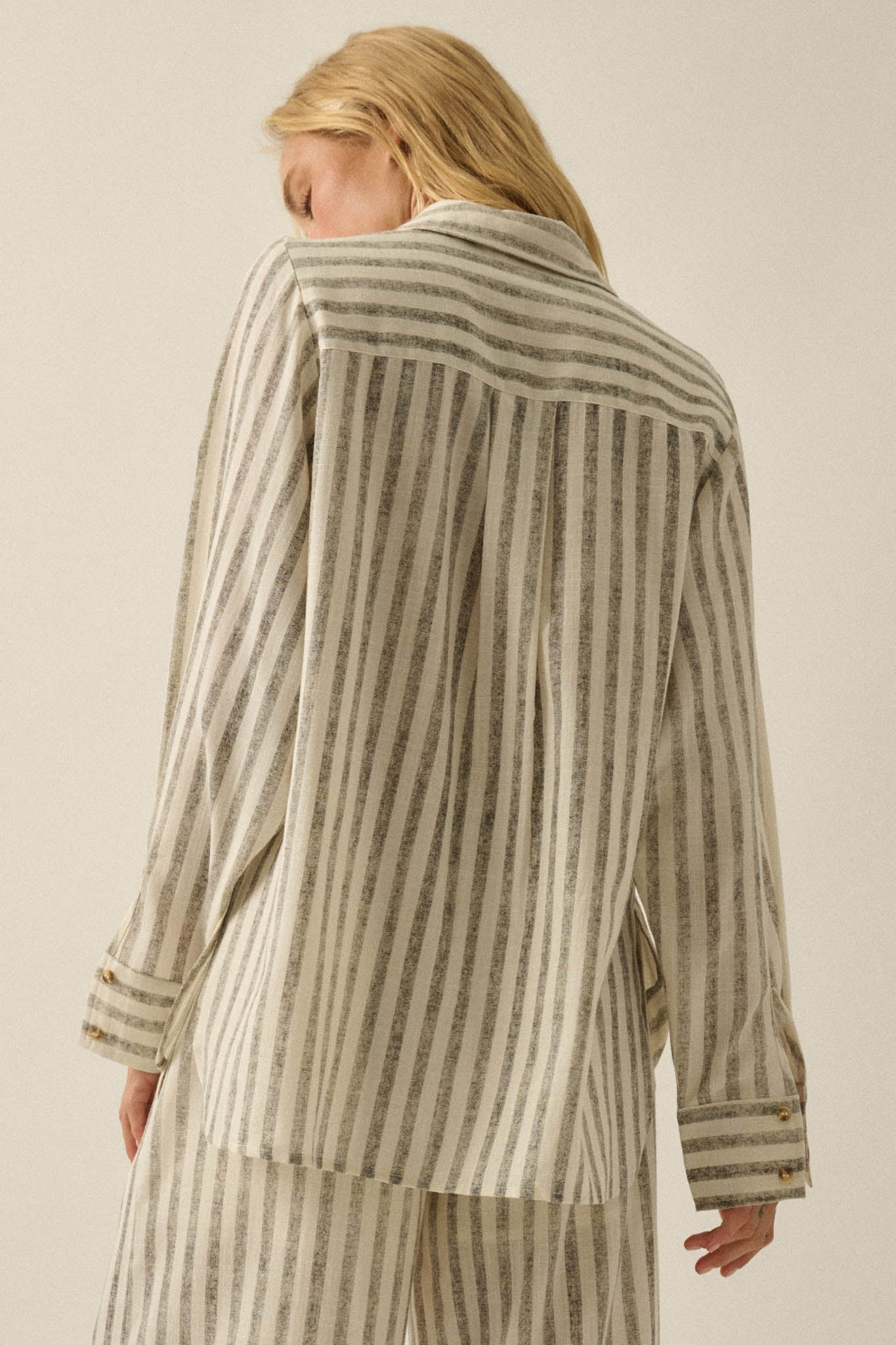Easy Weekend Striped Oversize Button-Up Shirt