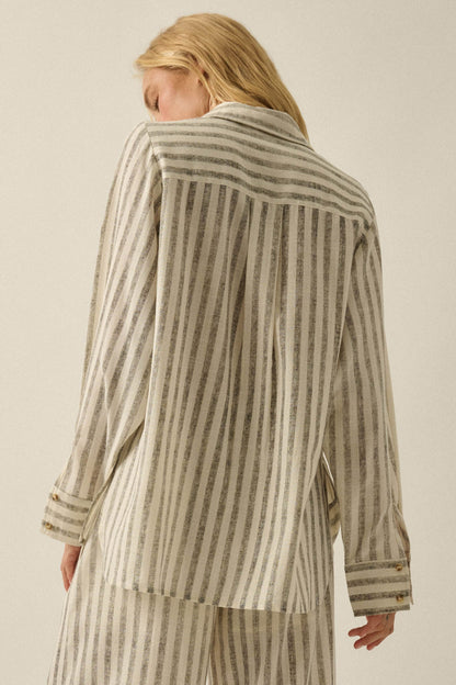 Easy Weekend Striped Oversize Button-Up Shirt