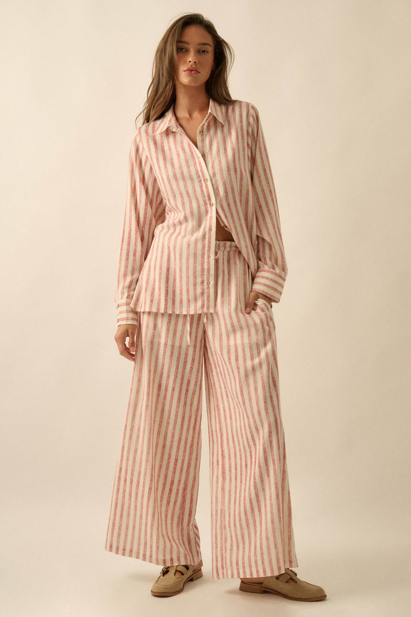 Easy Weekend Striped Oversize Button-Up Shirt